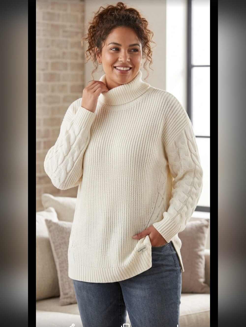 St. John's Bay Cream Turtleneck Sweater Women's Size XL